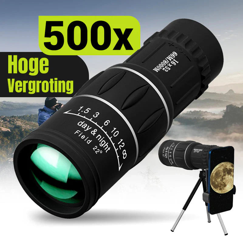 16X52 Monokulært teleskop med bifokal optisk zoom