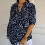 🌸50 000+ kvinner elsker det | 50 % RABATT | Printet bluse for daglig eleganse – Blomsterprint. myk. S-4XL ✨