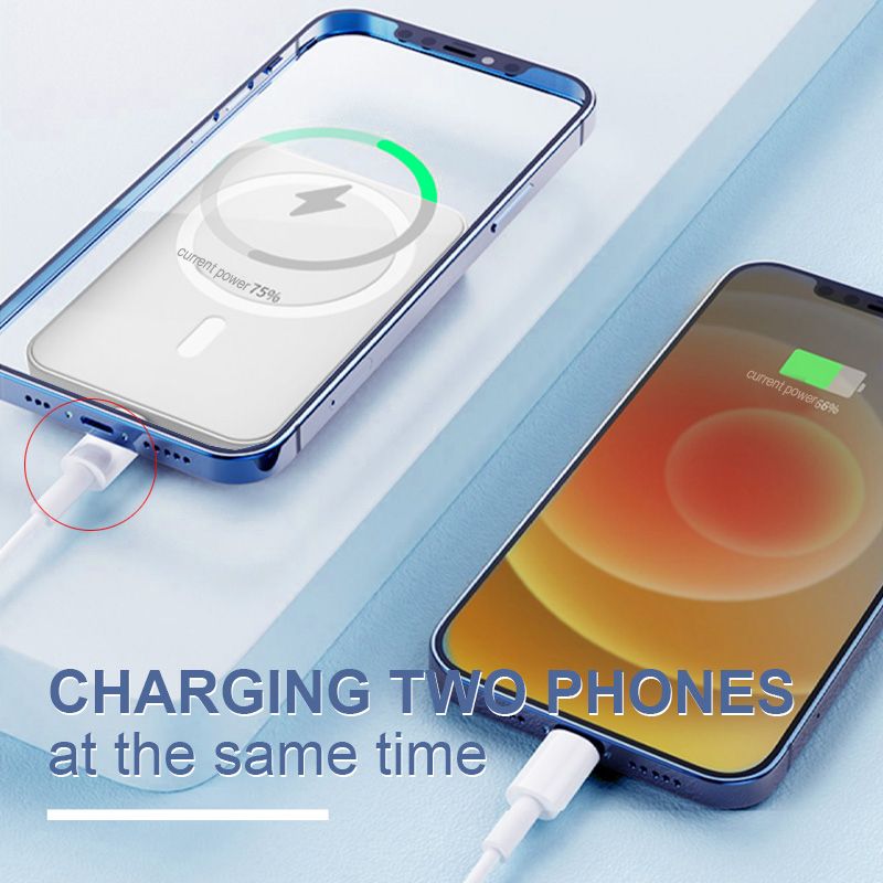 📢📢60 % RABATT!! ⏰15 W hurtigladende bærbar trådløs magnetisk powerbank
