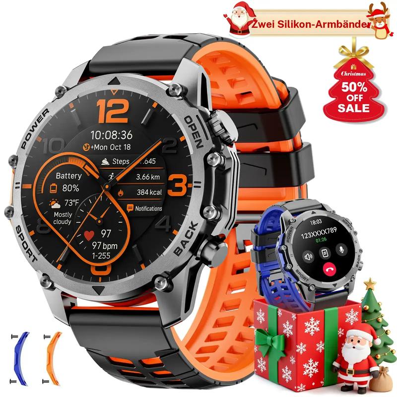 1.52 HD-smartklokke for menn – Telefonsamtaler og musikkkontroll – Flere sportsmoduser – IP68-vanntett – Lang batterilevetid – Fitnessklokke for Android og iPhone