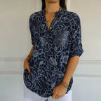 🌸50 000+ kvinner elsker det | 50 % RABATT | Printet bluse for daglig eleganse – Blomsterprint. myk. S-4XL ✨