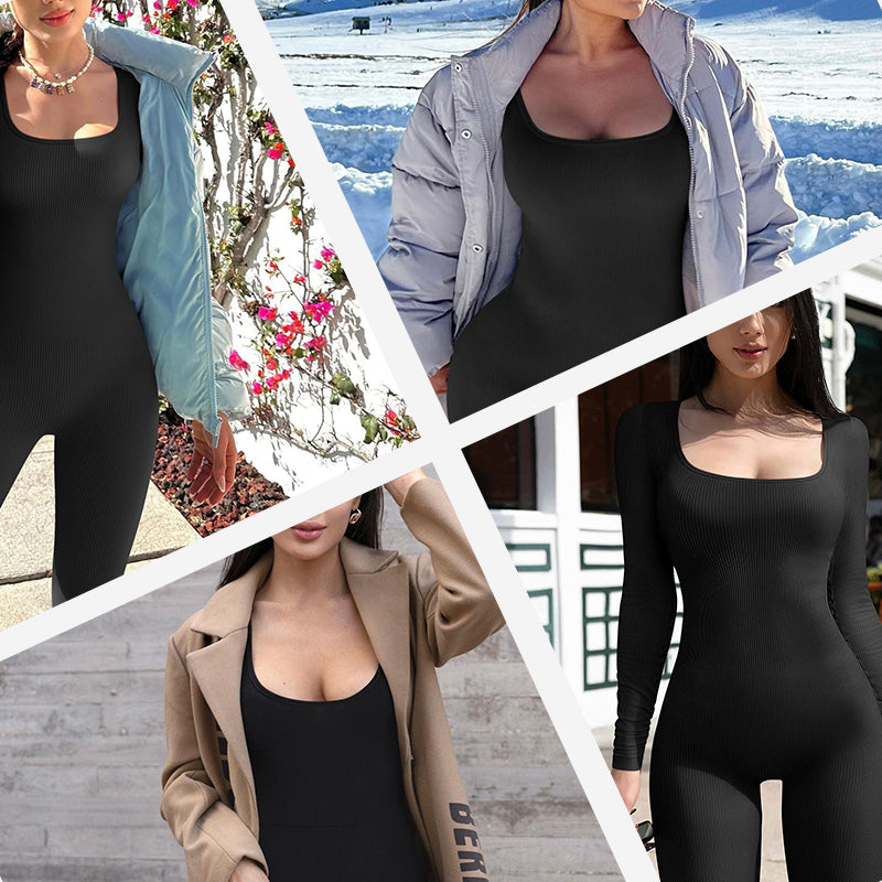 [Gave til Henne] Jumpsuit med Firkantet Utringning og Vide Ben for Kvinner