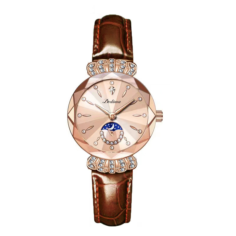 🎀49.99% rabatt på nyttårssalg🎀 Fasjonable Diamond Moon Star Watch for kvinner