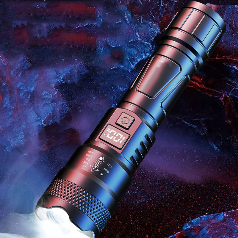 🔦 LED-lommelykt med sterkt lys og uttrekkbar lys | Megasalg ved årets slutt. 40 % rabatt | Zoombar stråle og justerbar lengde | Oppladbar for utendørs bruk og nødsituasjoner 🚀✨