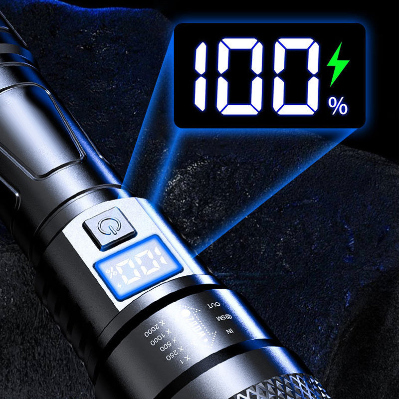 🔦 LED-lommelykt med sterkt lys og uttrekkbar lys | Megasalg ved årets slutt. 40 % rabatt | Zoombar stråle og justerbar lengde | Oppladbar for utendørs bruk og nødsituasjoner 🚀✨