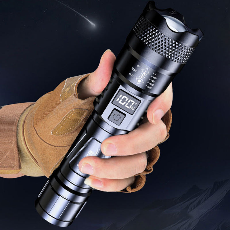 🔦 LED-lommelykt med sterkt lys og uttrekkbar lys | Megasalg ved årets slutt. 40 % rabatt | Zoombar stråle og justerbar lengde | Oppladbar for utendørs bruk og nødsituasjoner 🚀✨
