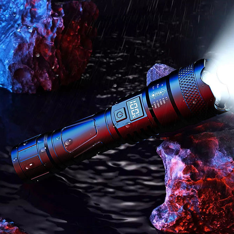 🔦 LED-lommelykt med sterkt lys og uttrekkbar lys | Megasalg ved årets slutt. 40 % rabatt | Zoombar stråle og justerbar lengde | Oppladbar for utendørs bruk og nødsituasjoner 🚀✨