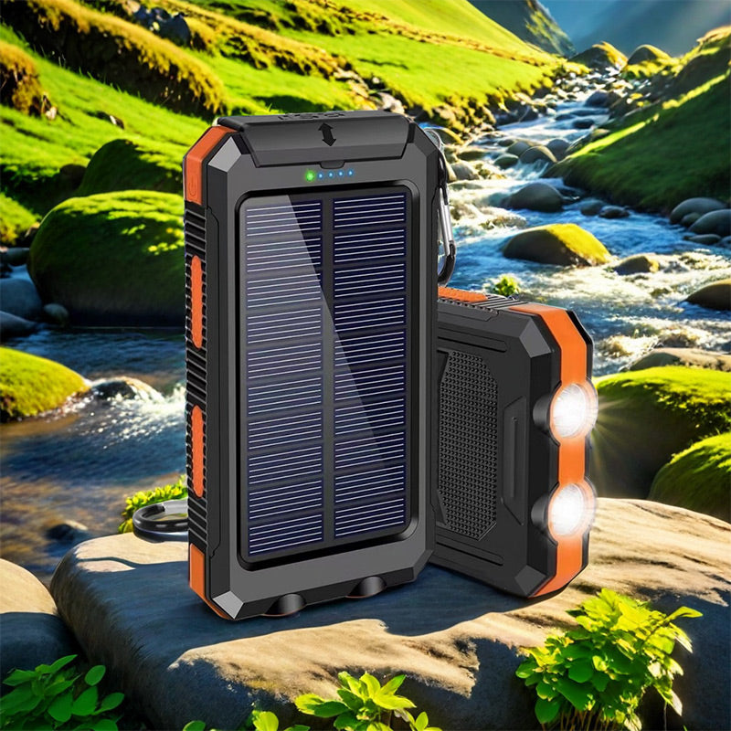20000 mAh bærbar solcellelader med LED-lommelykt