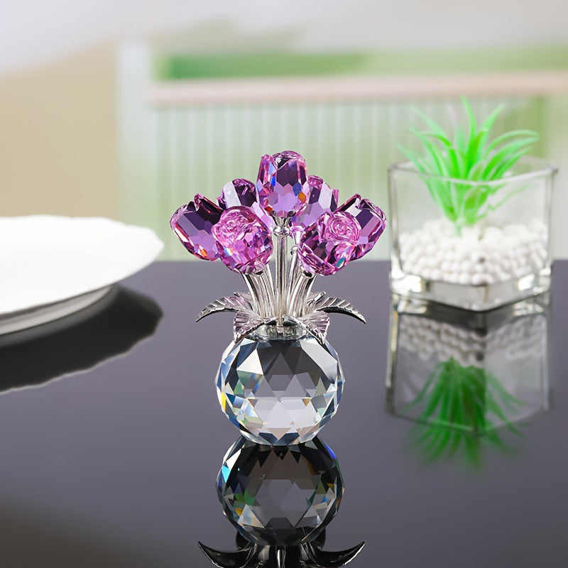 🌹🌹🌹Evigvarende krystallrosefigur i vase🌹🌹🌹