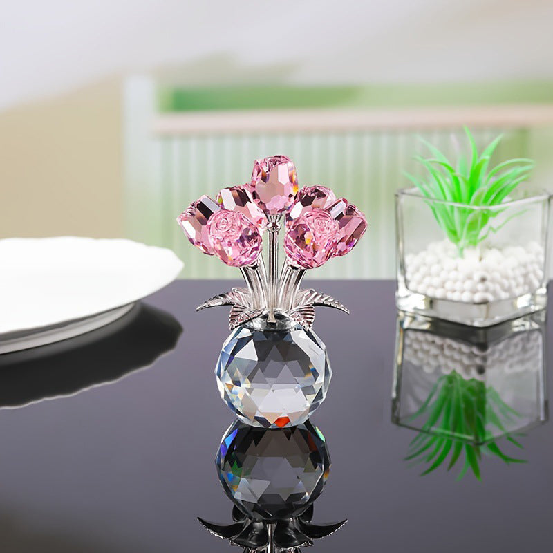 🌹🌹🌹Evigvarende krystallrosefigur i vase🌹🌹🌹
