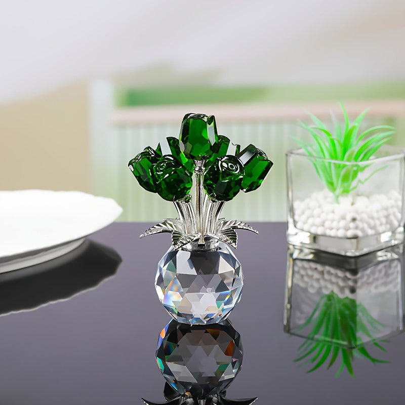 🌹🌹🌹Evigvarende krystallrosefigur i vase🌹🌹🌹