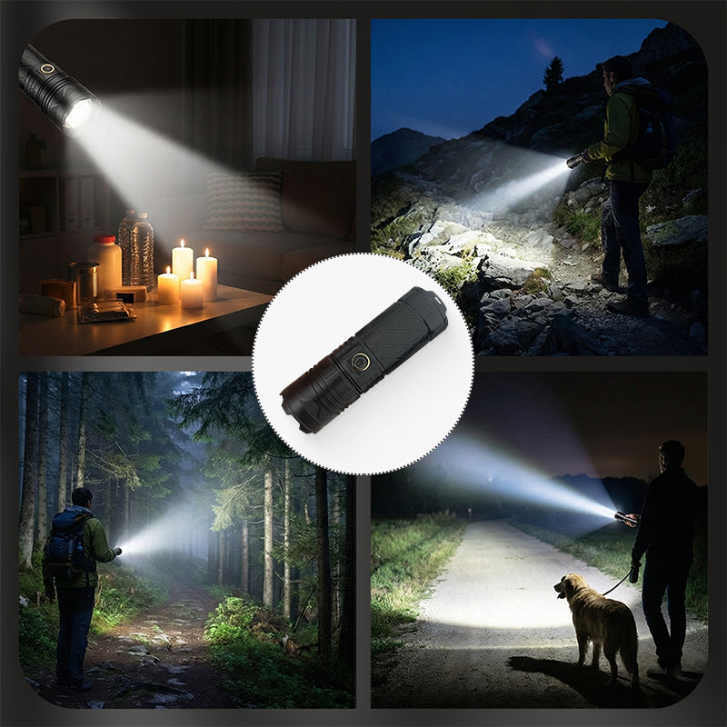 🎁⏰Oppladbar P50 LED-lommelykt med justerbar zoom