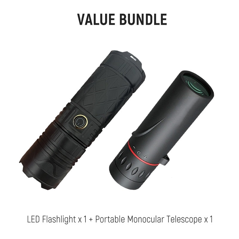 🎁⏰Oppladbar P50 LED-lommelykt med justerbar zoom