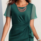 ⏰ Nå kun 50 % rabatt!💃Elegant ensfarget kjole – Smigrende passform. allsidig stil og komfort hele dagen 💖👗