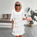 🎁 50 % RABATT! Elegant kjole med lagdelte volanger på ermene for kvinner – uanstrengt stil for enhver anledning 💃