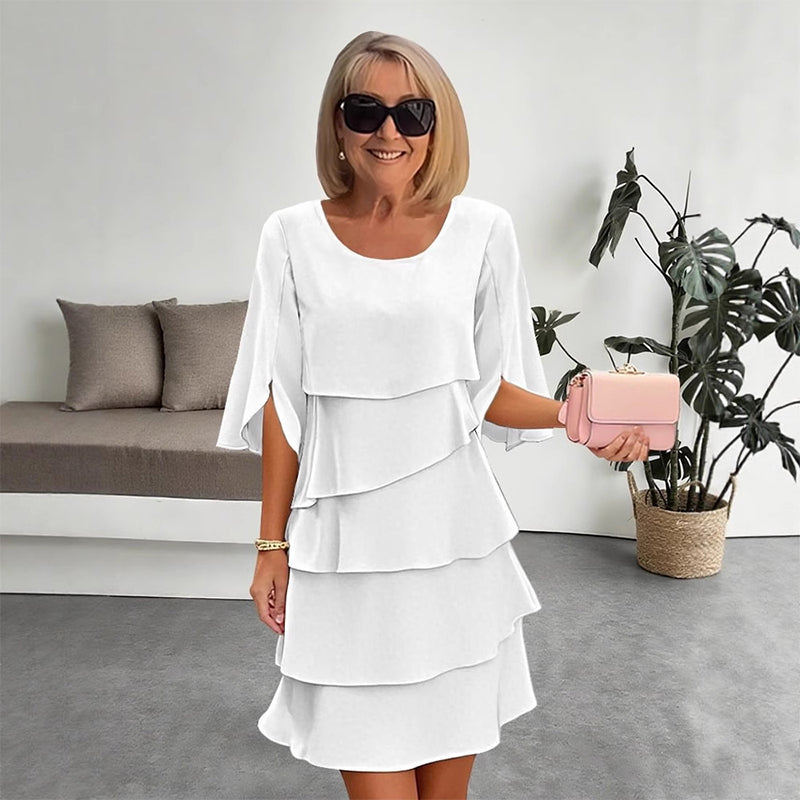 🎁 50 % RABATT! Elegant kjole med lagdelte volanger på ermene for kvinner – uanstrengt stil for enhver anledning 💃