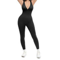 Jumpsuit med høy stretch med V-hals for trening og yoga
