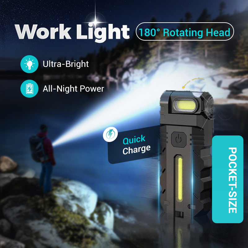 🔦 180° roterende LED-arbeidslys – Supersterk LED. 180° justerbar vinkel. vanntett og bærbar for bruk i flere scener 💡