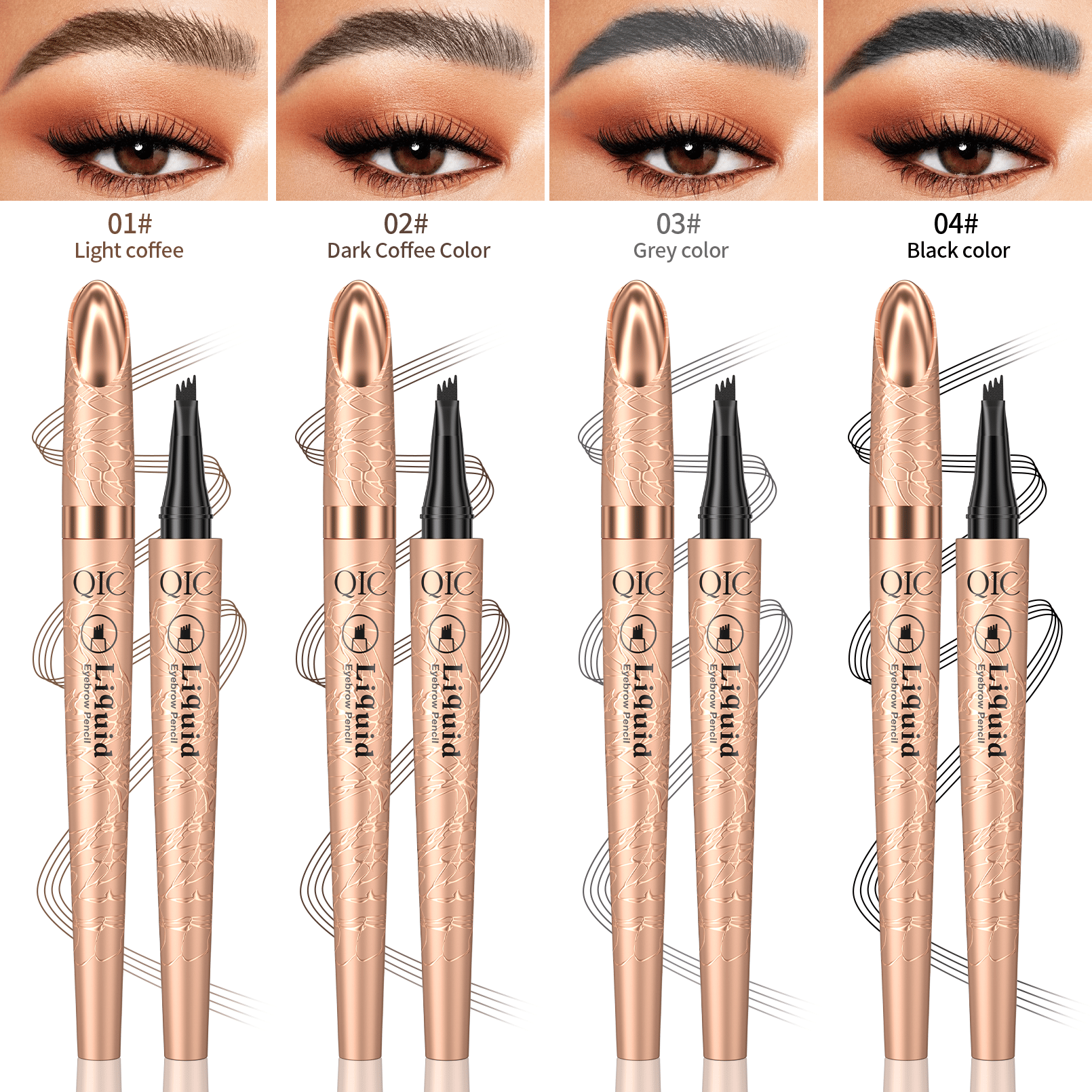 3D Microblading Øyenbrynspenn med 4 Gaffeltipper (2 stk)