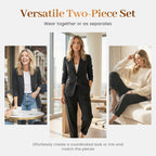 🥳2026 TOPPSALG🥳💞Over 50 000 solgt!🎀💫 50 % RABATT! Sett med smalere bukser og blazer for damer – Åpen front. avslappet passform. Nøytrale farger som passer til alt. Uanstrengt eleganse for enhver anledning. 🛡️🕊️
