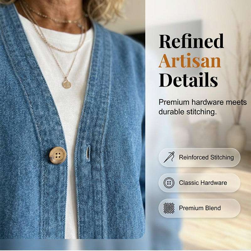 ✨Salg – 50 % rabatt✨Klassisk jeansjakke med knapper foran for damer