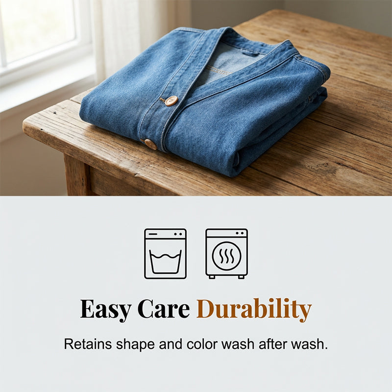 ✨Salg – 50 % rabatt✨Klassisk jeansjakke med knapper foran for damer