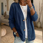 ✨Salg – 50 % rabatt✨Klassisk jeansjakke med knapper foran for damer