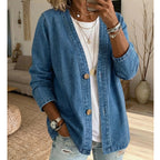 ✨Salg – 50 % rabatt✨Klassisk jeansjakke med knapper foran for damer